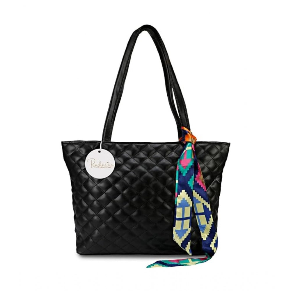 indoraa Women's Polyurethane Textured  Shoulder Bag (Black)