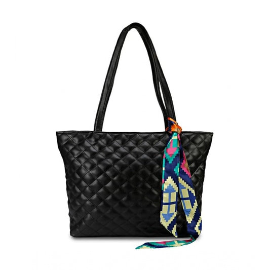 indoraa Women's Polyurethane Textured  Shoulder Bag (Black)