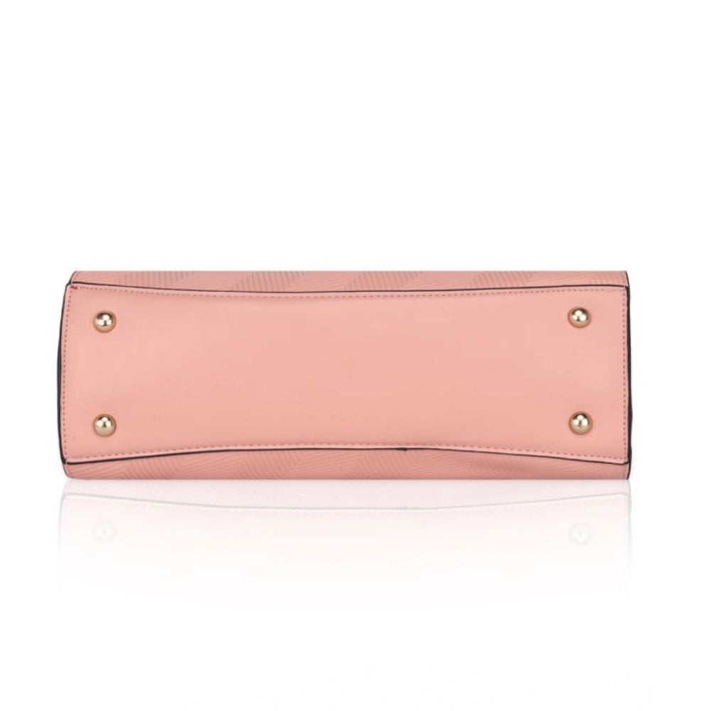 indoraa Women's Faux Leather Textured Adjustable Long Belt Handbag (Pink)