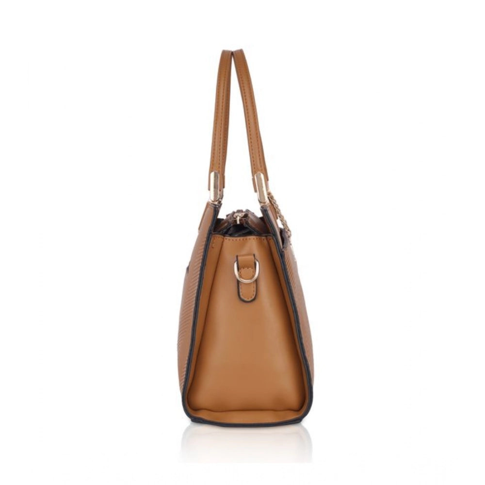 indoraa Women's Faux Leather Textured Adjustable Long Belt Handbag (Brown)