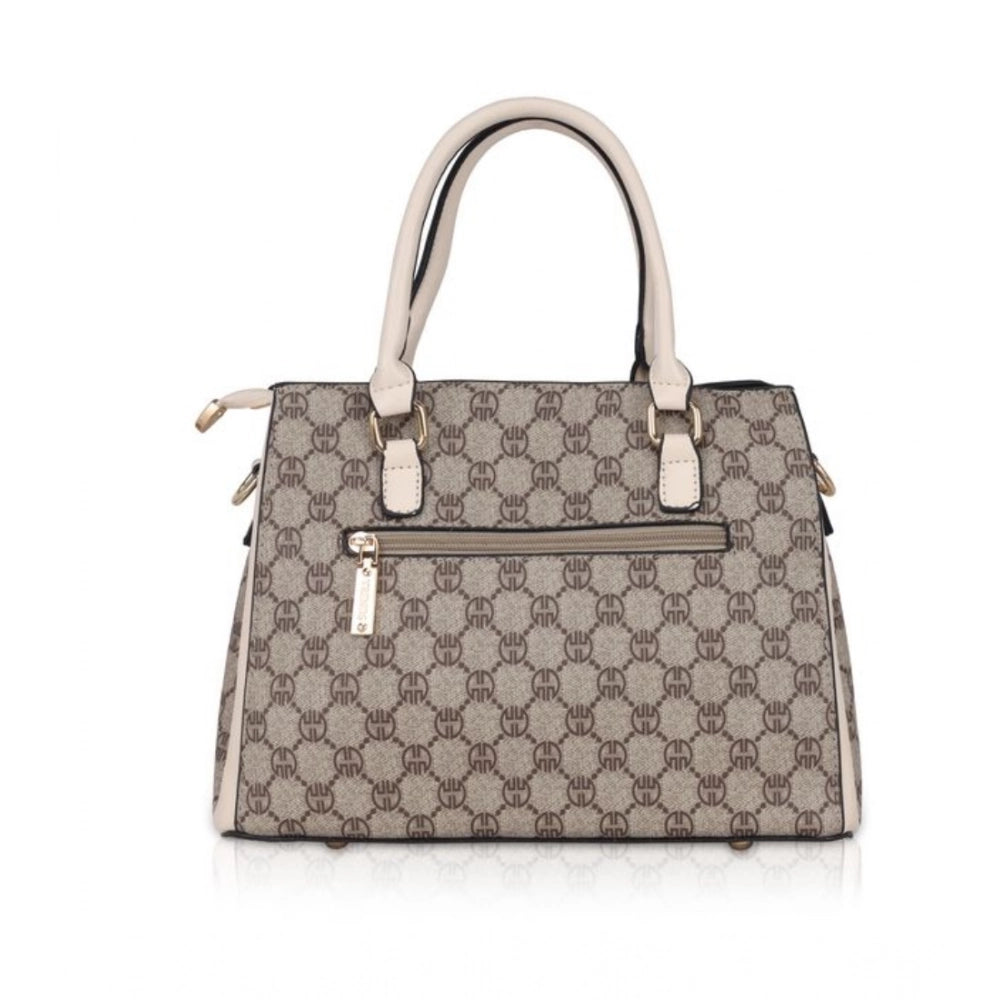 indoraa Women's Faux Leather Printed Handbag (Beige)