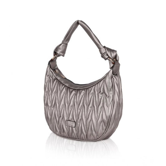 indoraa Women's Faux Leather Textured Handbag (Silver Grey)