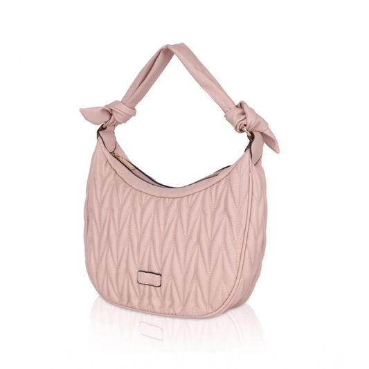 indoraa Women's Faux Leather Textured Handbag (Pink)