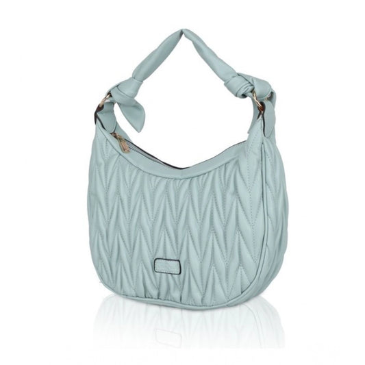 indoraa Women's Faux Leather Textured Handbag (Blue)