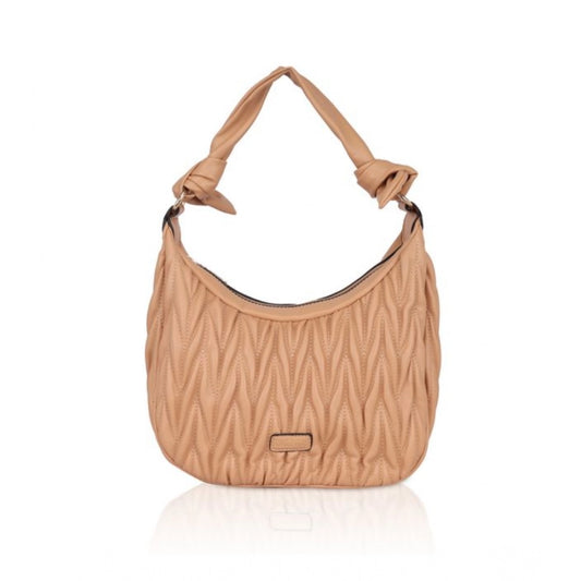 indoraa Women's Faux Leather Textured Handbag (Beige)