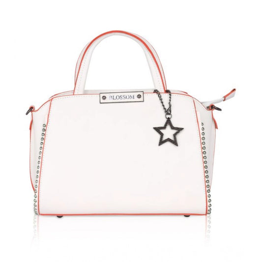 indoraa Women's Faux Leather Metal Beads Handbag (White)