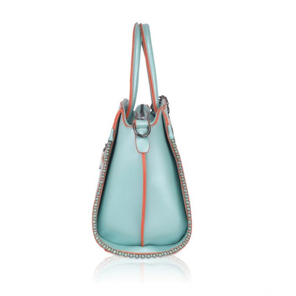 indoraa Women's Faux Leather Metal Beads Handbag (Green)