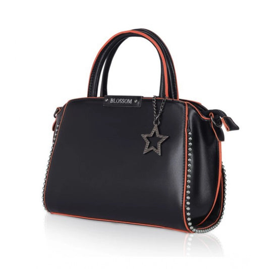indoraa Women's Faux Leather Metal Beads Handbag (Black)