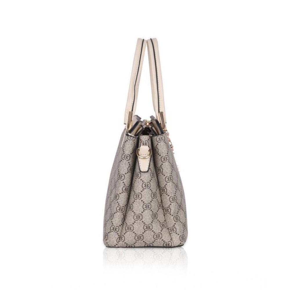 indoraa Women's Faux Leather Printed Handbag (Beige)