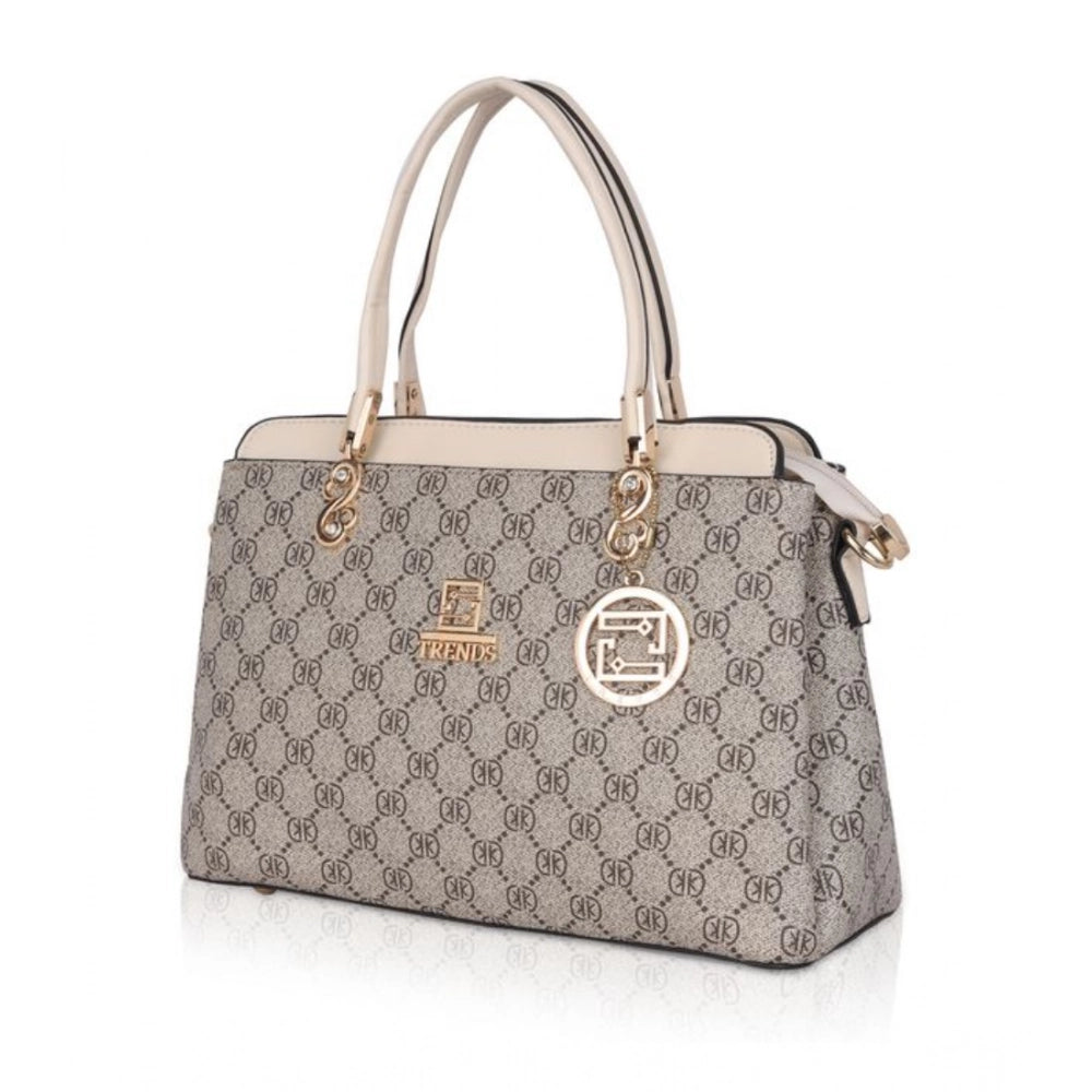indoraa Women's Faux Leather Printed Handbag (Beige)