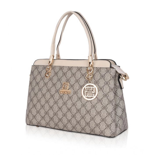 indoraa Women's Faux Leather Printed Handbag (Beige)