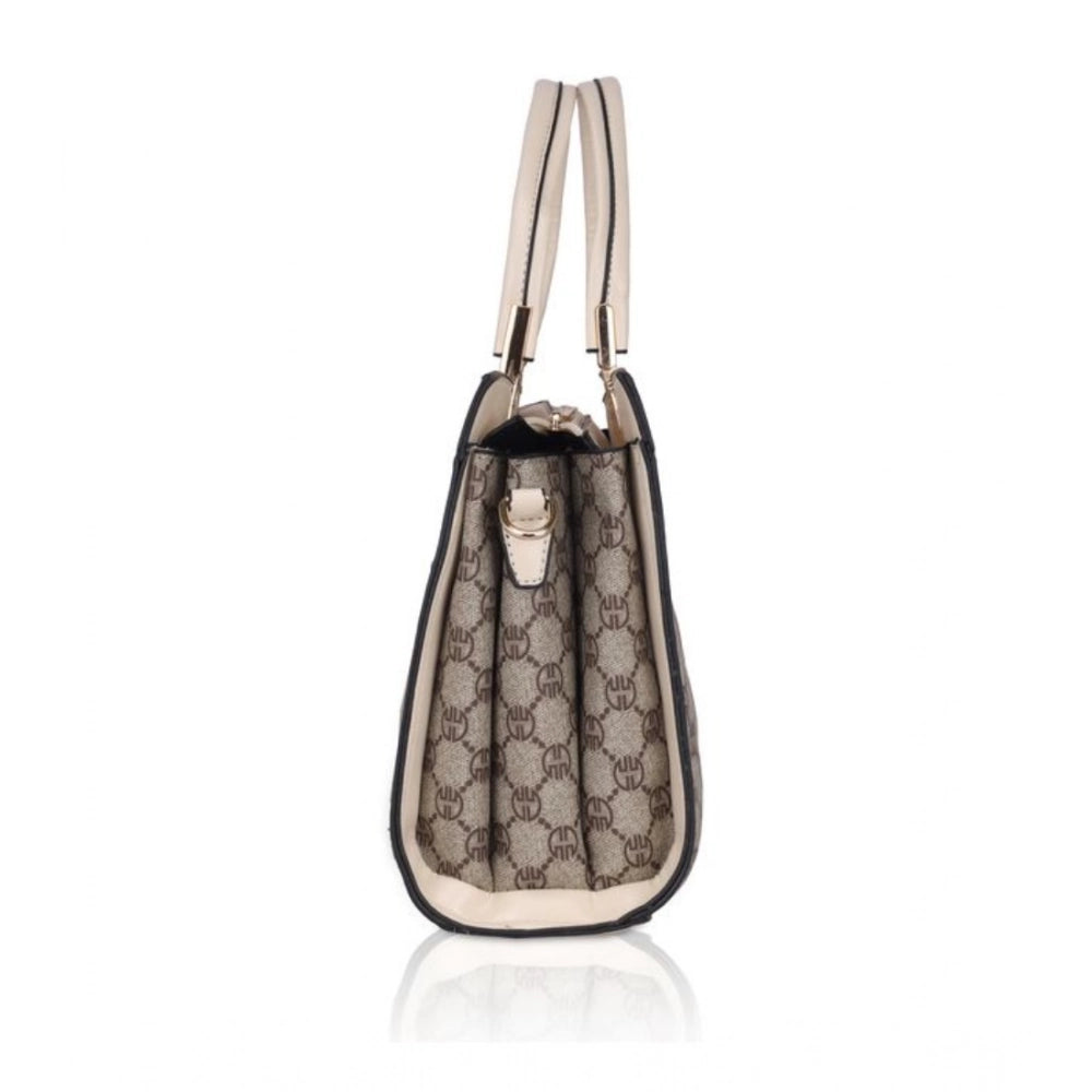 indoraa Women's Faux Leather Printed Handbag (Beige)