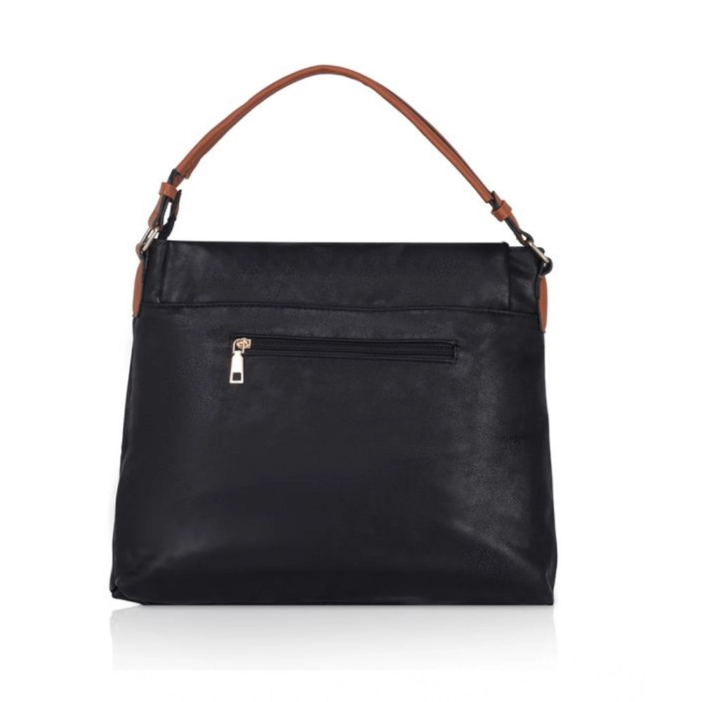 indoraa Women's Faux Leather Solid Sling Bag (Black)