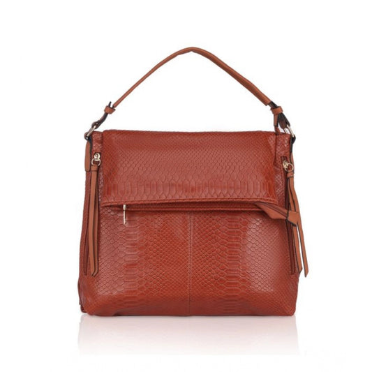 indoraa Women's Faux Leather Textured Sling Bag (Brown )