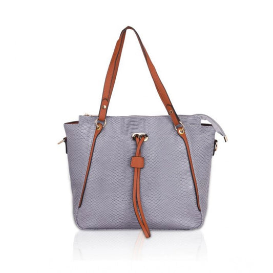 indoraa Women's Faux Leather Textured Tote Bag (Grey)