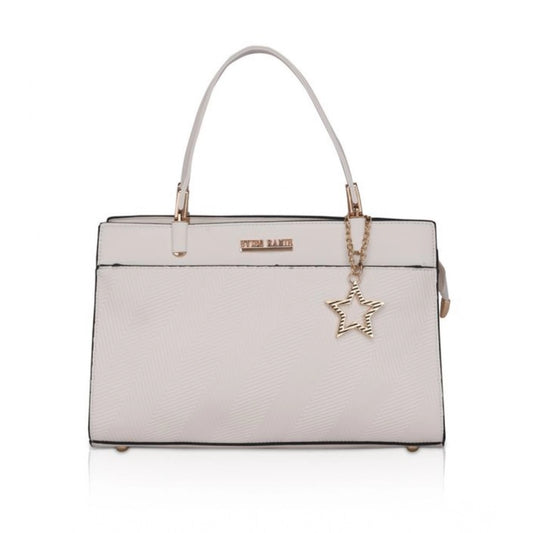 indoraa Women's Faux Leather Textured Adjustable Long Belt Handbag (White)