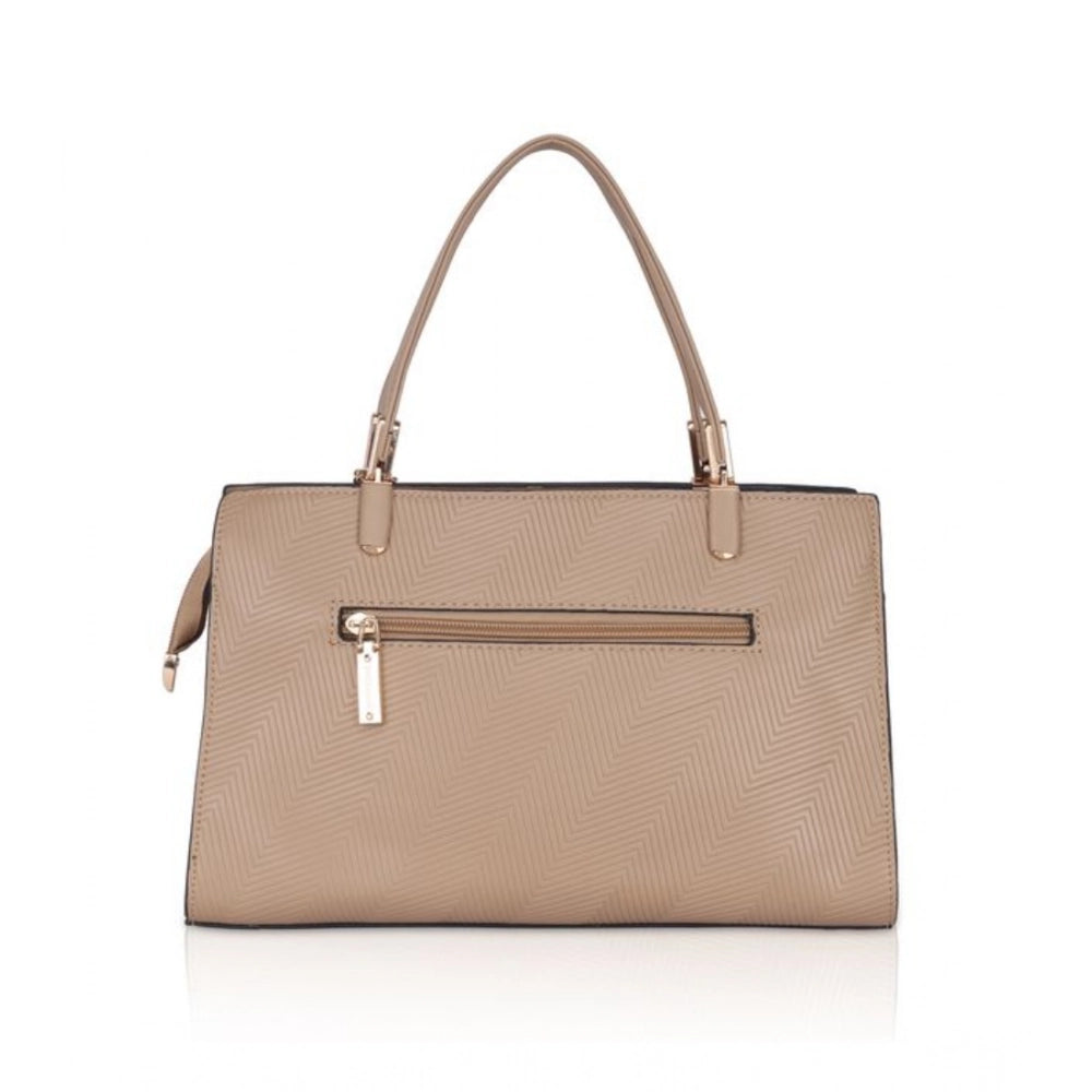 indoraa Women's Faux Leather Textured Adjustable Long Belt Handbag (Khaki)