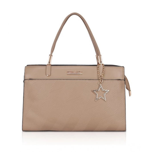 indoraa Women's Faux Leather Textured Adjustable Long Belt Handbag (Khaki)