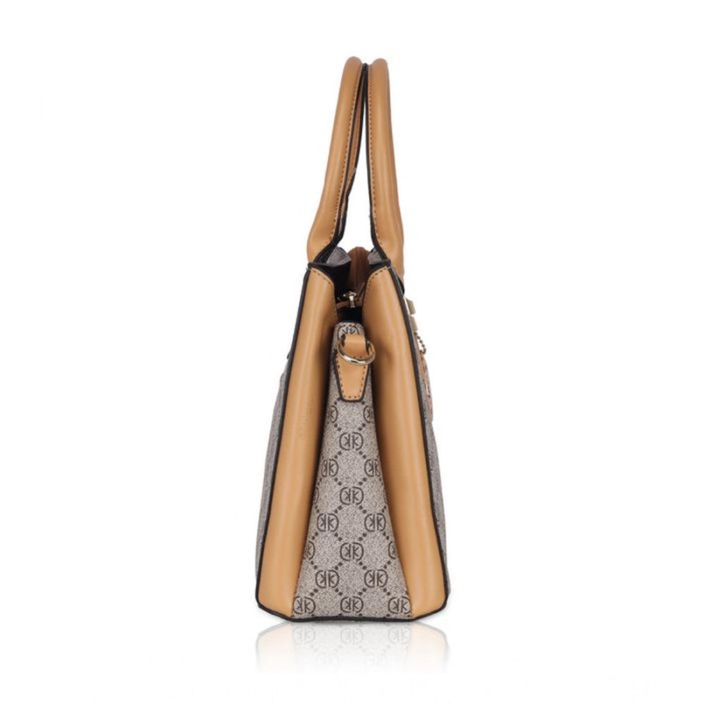 indoraa Women's Faux Leather Printed Handbag (Camel)