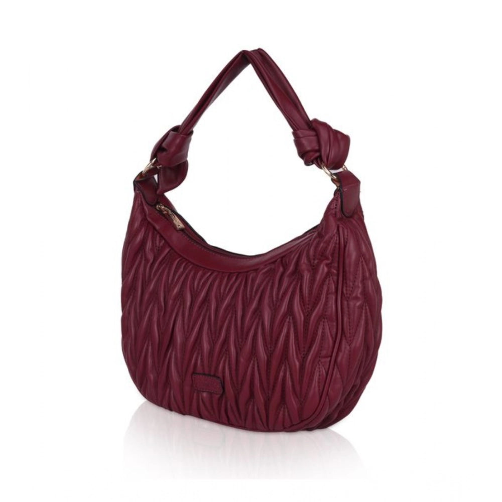 indoraa Women's Faux Leather Textured Handbag (Red)