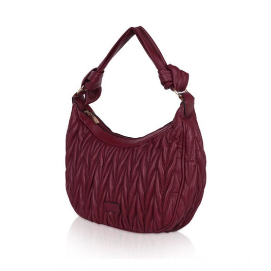 indoraa Women's Faux Leather Textured Handbag (Red)