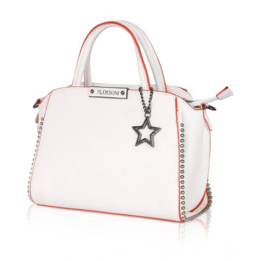 indoraa Women's Faux Leather Metal Beads Handbag (White)