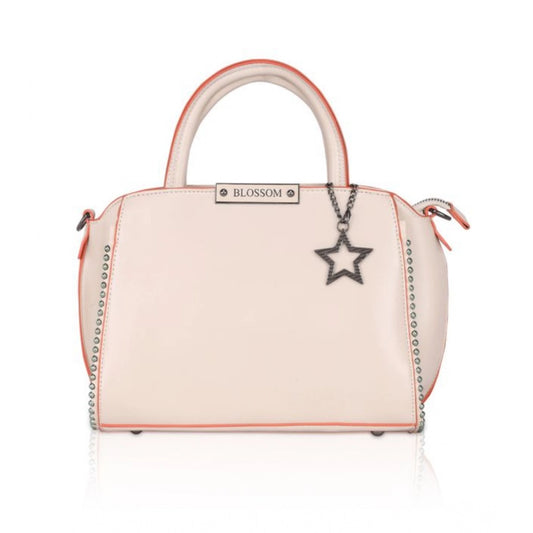indoraa Women's Faux Leather Metal Beads Handbag (Pink)