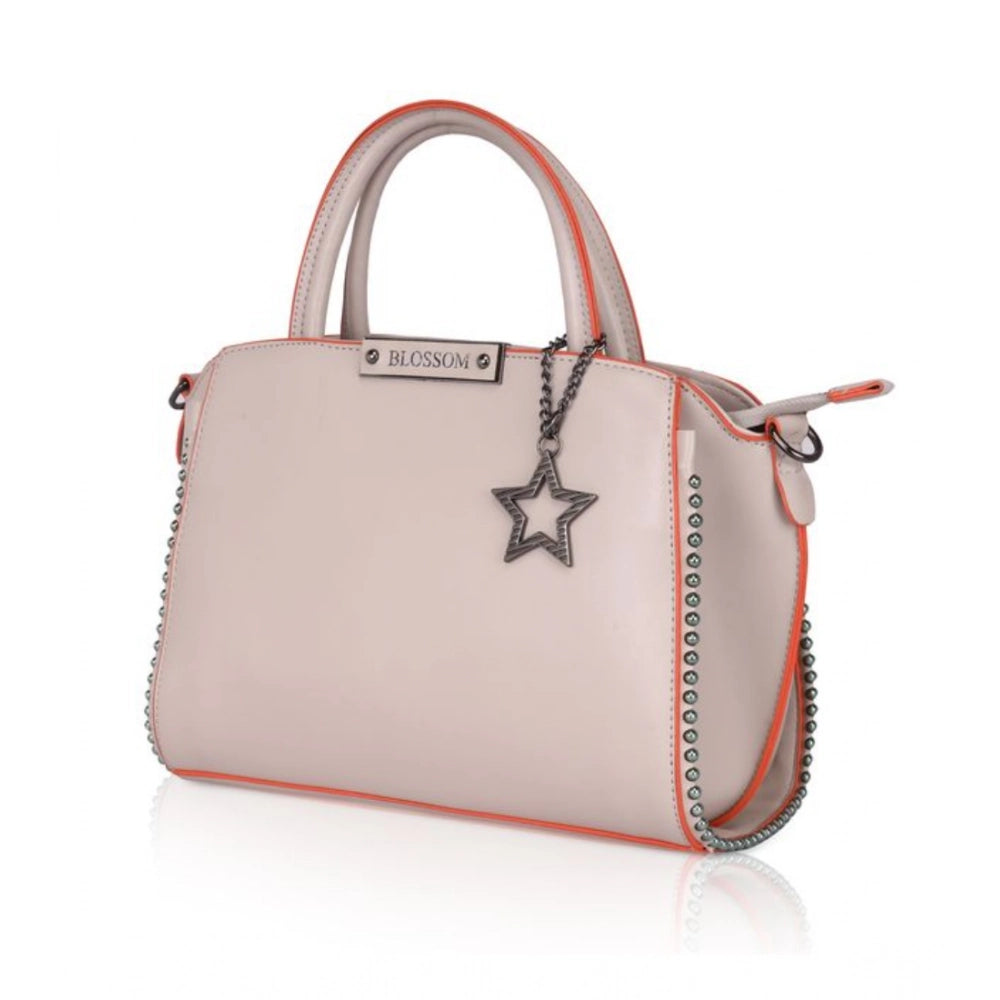 indoraa Women's Faux Leather Metal Beads Handbag (Khaki)