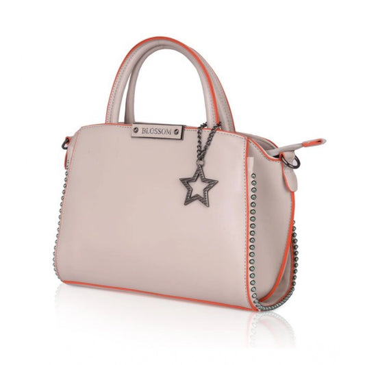 indoraa Women's Faux Leather Metal Beads Handbag (Khaki)