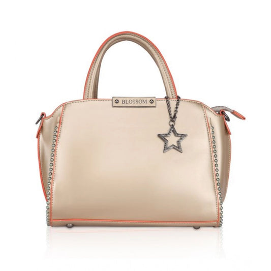 indoraa Women's Faux Leather Metal Beads Handbag (Gold)