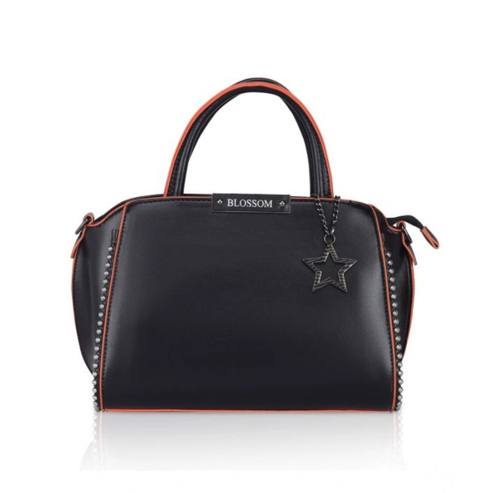 indoraa Women's Faux Leather Metal Beads Handbag (Black)