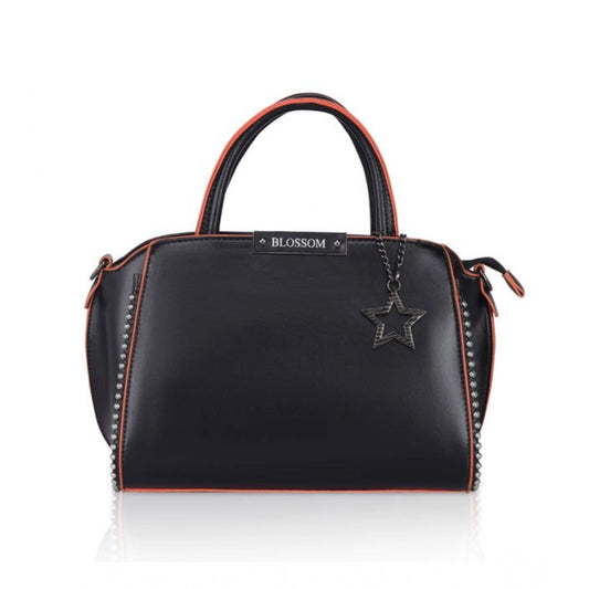 indoraa Women's Faux Leather Metal Beads Handbag (Black)