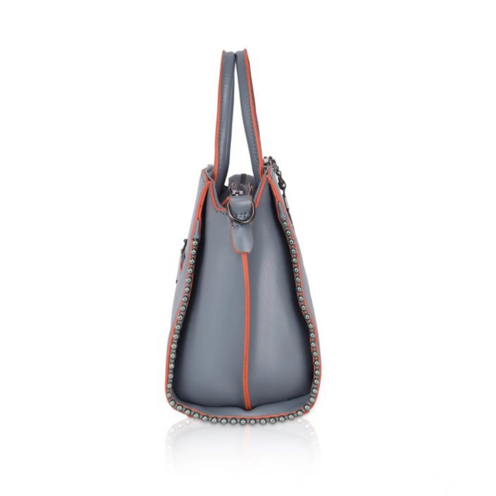 indoraa Women's Faux Leather Metal Beads Handbag (Grey)