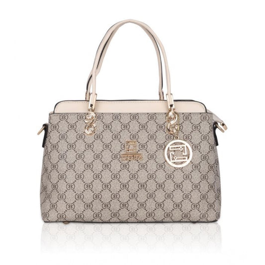 indoraa Women's Faux Leather Printed Handbag (Beige)