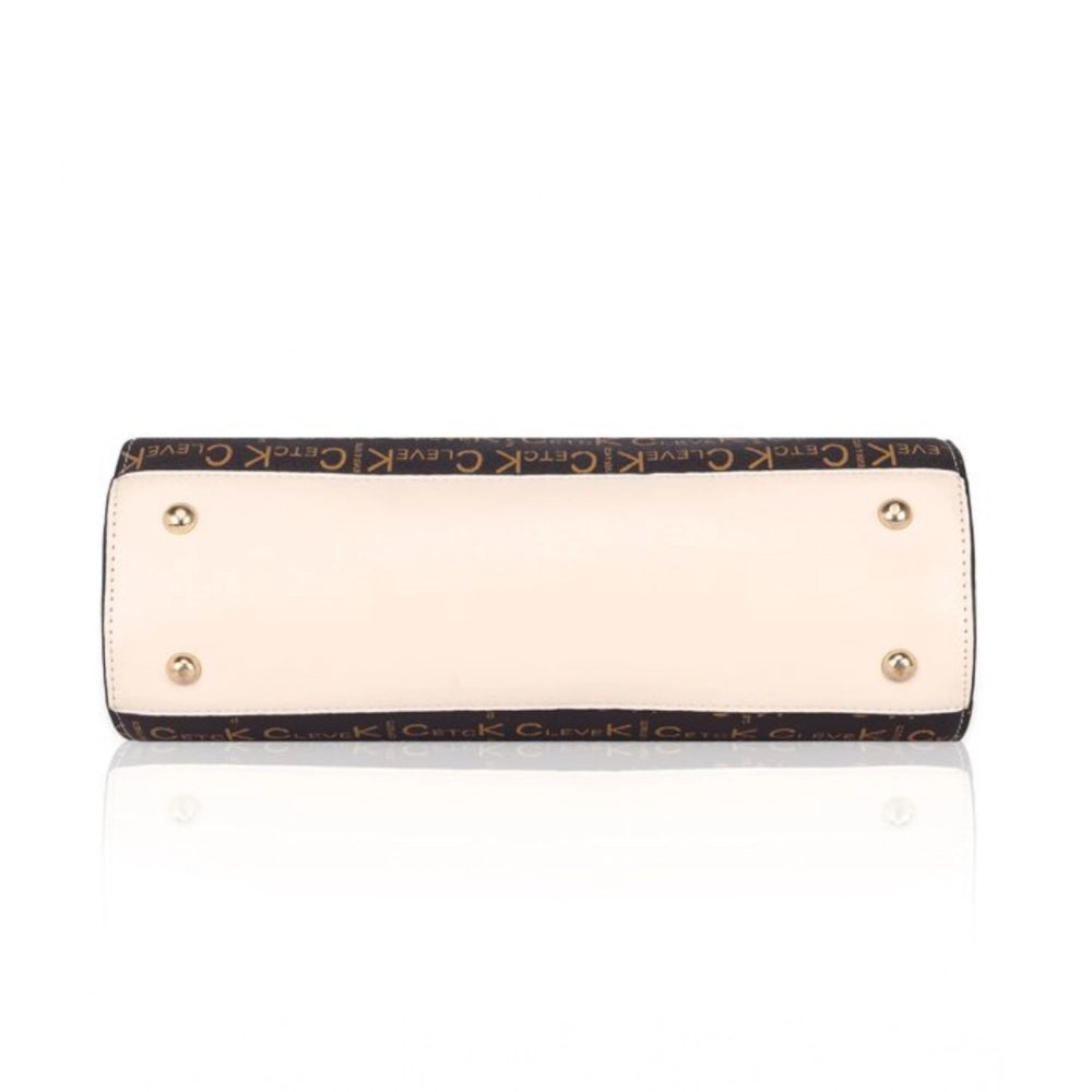 indoraa Women's Faux Leather Printed Handbag (Beige)