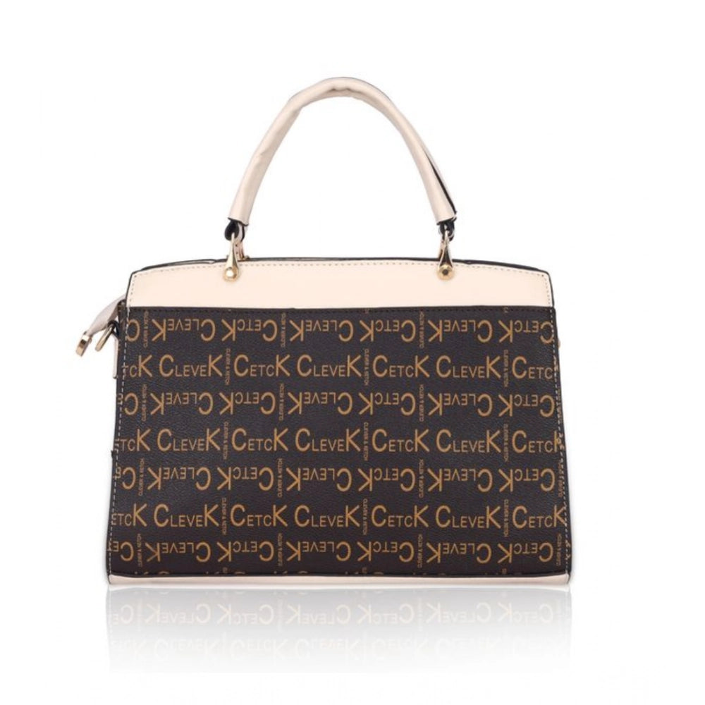 indoraa Women's Faux Leather Printed Handbag (Beige)