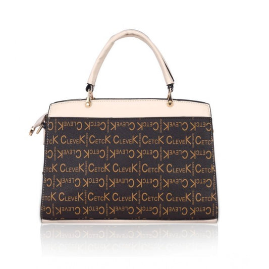 indoraa Women's Faux Leather Printed Handbag (Beige)