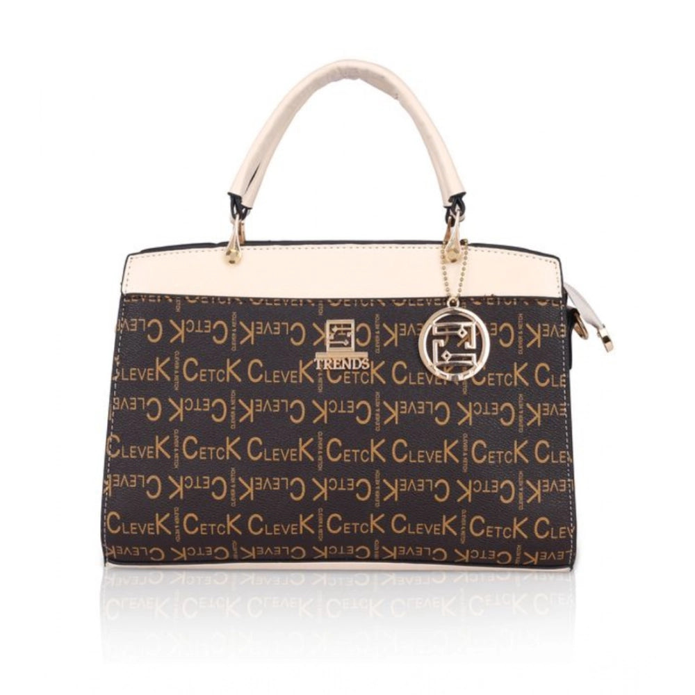indoraa Women's Faux Leather Printed Handbag (Beige)