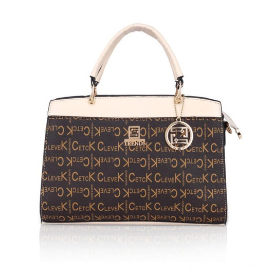 indoraa Women's Faux Leather Printed Handbag (Beige)