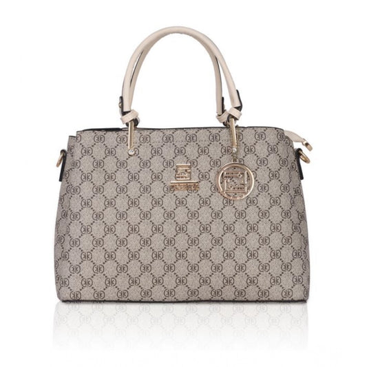 indoraa Women's Faux Leather Printed Handbag (Beige)