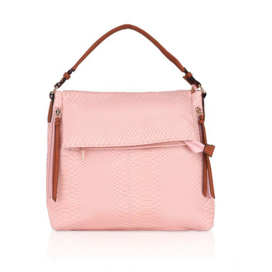 indoraa Women's Faux Leather Textured Sling Bag (Pink)