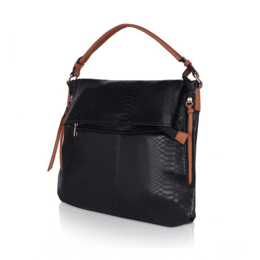 indoraa Women's Faux Leather Textured Sling Bag (Black)