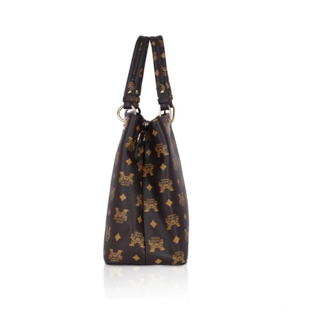 indoraa Women's Faux Leather Printed Handheld Bag (Brown )