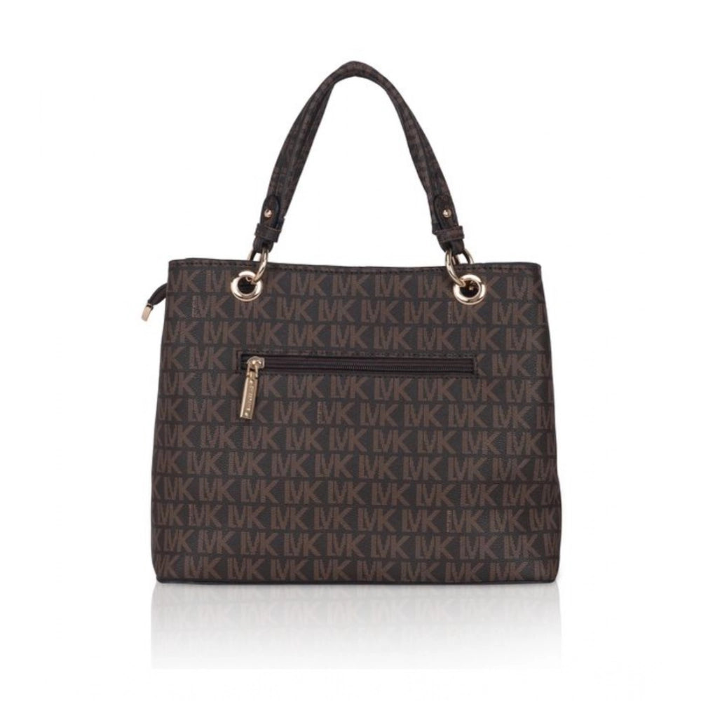 indoraa Women's Faux Leather Printed Handheld Bag (Brown)