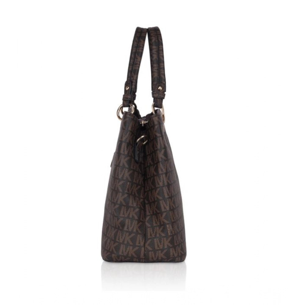 indoraa Women's Faux Leather Printed Handheld Bag (Brown)