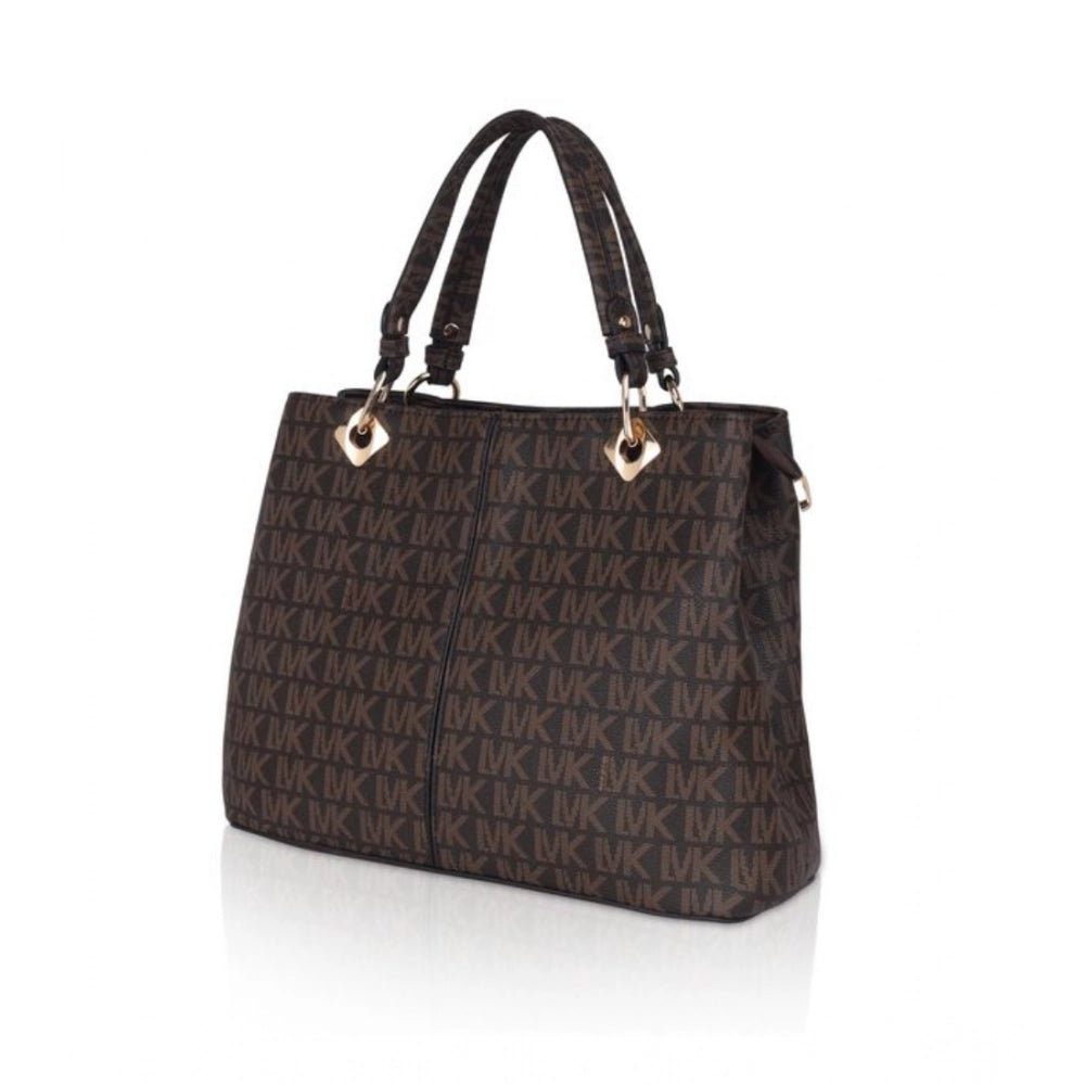 indoraa Women's Faux Leather Printed Handheld Bag (Brown)