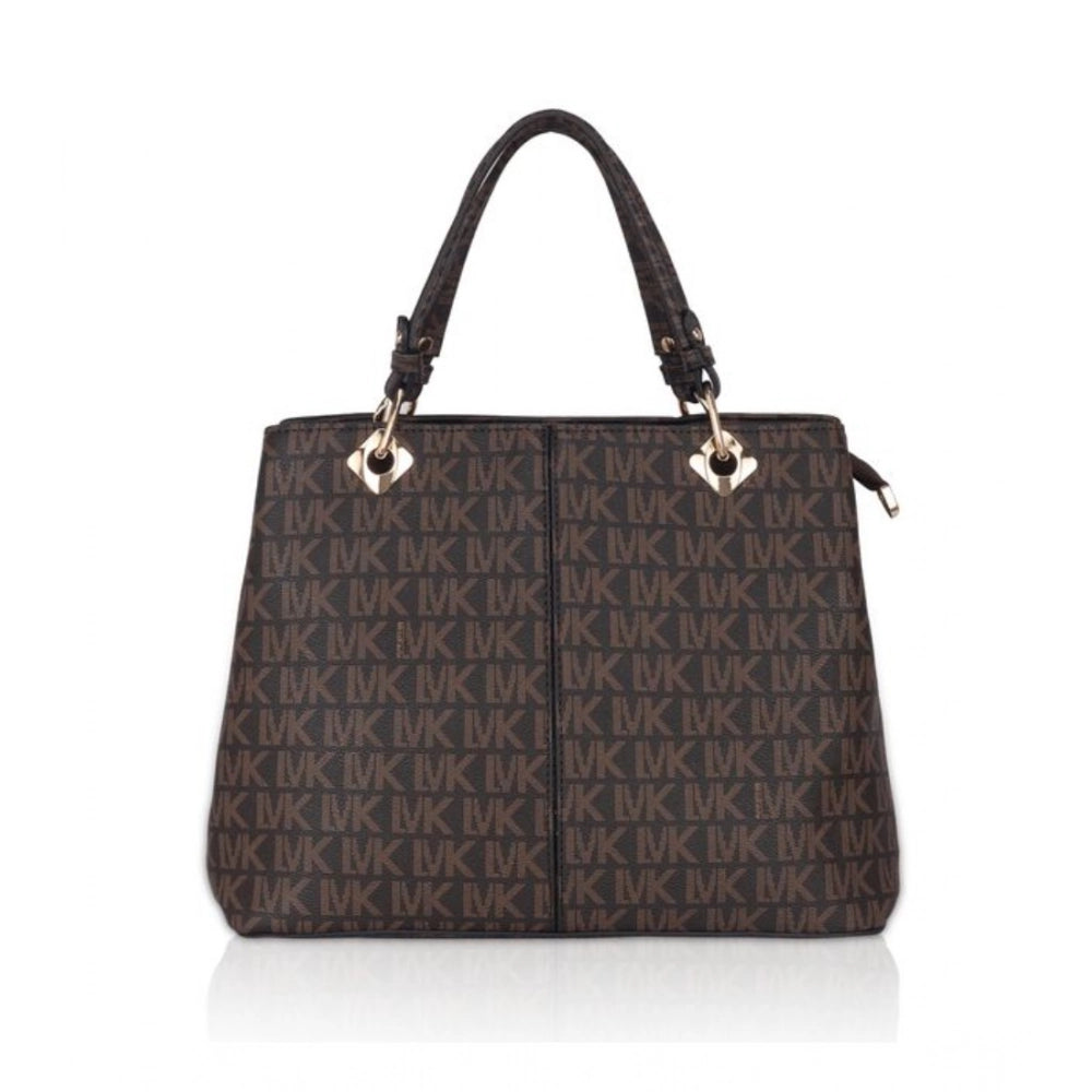 indoraa Women's Faux Leather Printed Handheld Bag (Brown)