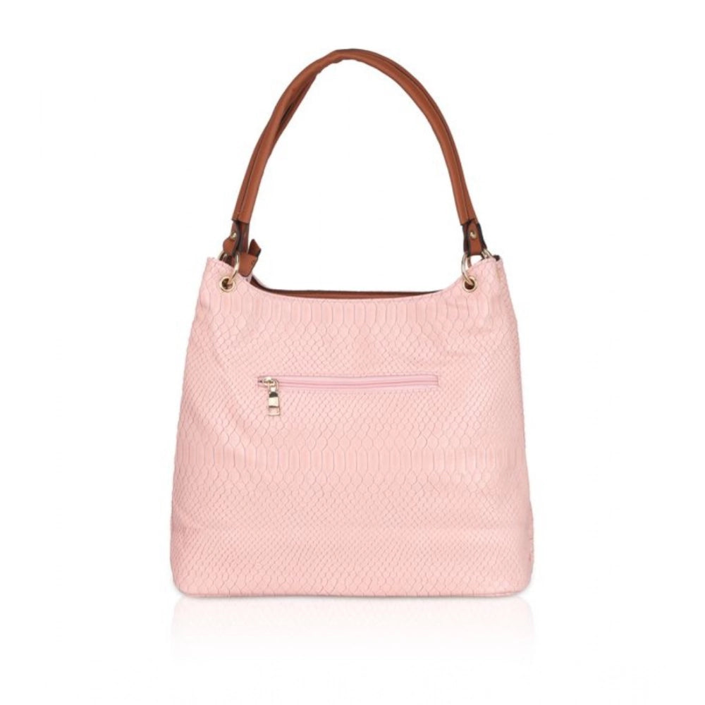 indoraa Women's Faux Leather Printed Tote Bag (Pink)