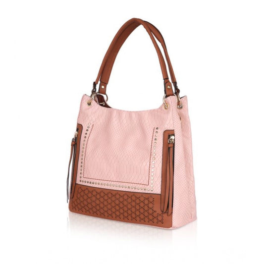 indoraa Women's Faux Leather Printed Tote Bag (Pink)