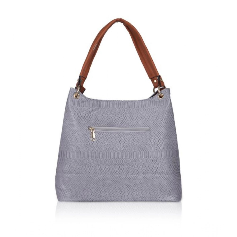 indoraa Women's Faux Leather Textured Tote Bag (Blue)